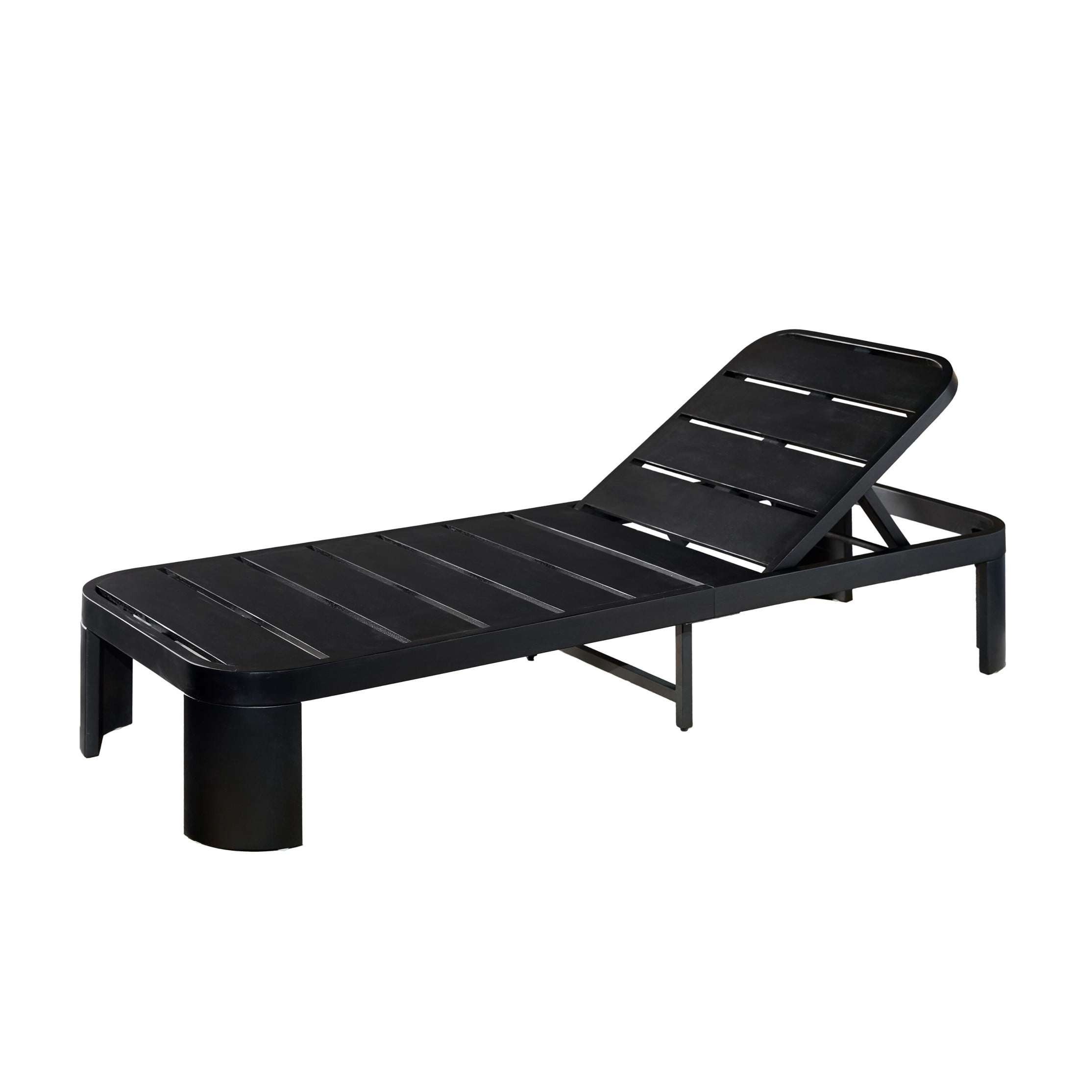 Christopher Knight Home Outdoor Wood Chaise Lounge with Adjustable Backrest and Beige Cushion, Black, Set of 4