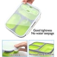 thumbnail image 2 of Collapsible Silicone Bento Box with Reusable Fork 3-Compartment Collapsible Bento Box Space Saving for Portable Healthy Meals BPA Free Microwave Freezer Dishwasher Safe（Green), 2 of 7