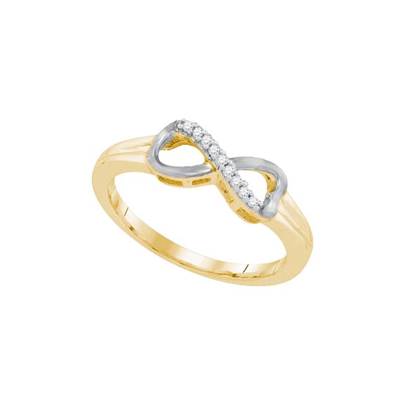 Diamond Princess Yellow-tone Sterling Silver Womens Round Diamond Infinity Ring 1/20 Cttw