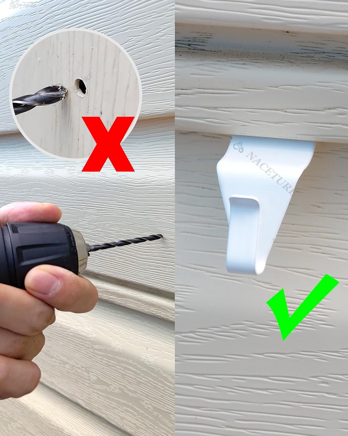 RGHJAR-Vinyl Siding Hooks 20 Pack Heavy Duty Siding Clips Vinyl Siding Hanger for Hanging on Patio, No Hole Need Command Outdoor Hook Hang to Decor Wreath Things (White 20 Pack)