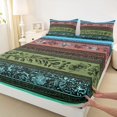 thumbnail image 4 of Homewish Bohemian Flowers Queen Sheets,Geometric Stripes Queen Sheet Sets,Blue,4pcs,1 Flat Sheet, 1 Fitted Sheet and 2 Pillowcases, 4 of 6