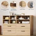 thumbnail image 3 of Garvee Modern 4-Drawer Dresser with Adjustable Storage Shelves, TV Stand & Organizer, 6 Open Cubbies, 47" Chest of Drawers for Bedroom, Living Room, Hallway, Oak, 3 of 8