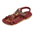 thumbnail image 2 of EliteGoogv Womens Flat Sandals Bohemian Hollow Out Rhinestone Flower Arch Support Toe Post Sandals For Women Summer Beach Shoes Womens Sandals RD2 US :10.5, 2 of 9