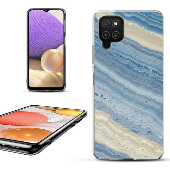 Slim-Fit Lightweight Protective Phone Case for Samsung Galaxy A42 5G, by OneToughShield ® - Marble/ Marina Blue