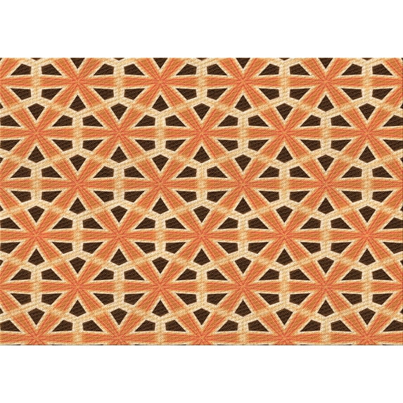 Ahgly Company Machine Washable Indoor Rectangle Transitional Yellow Orange Area Rugs, 5' x 7'