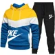 thumbnail image 3 of Chándal informal para hombre, Conjunto de sudadera con capucha y cremallera y pantalón de chándal negro, ropa de calle con estampado de grafiti, Moda de Primavera, 3 of 5