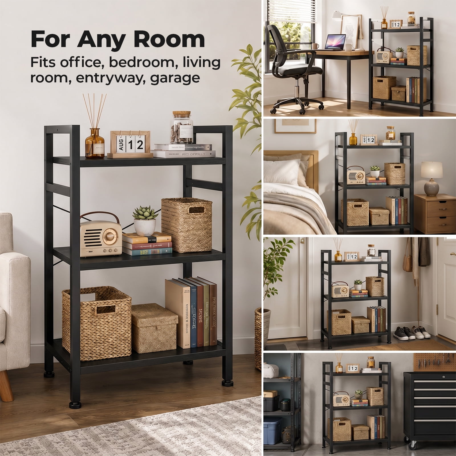 Alvantor 3/4-Tier Industrial Bookshelf, Narrow Storage Rack classical-style shelves for living rooms, homes, and offices