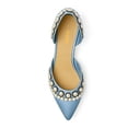 thumbnail image 2 of XYD Women Elegant Pearls D'Orsay Pumps Pointed Closed Toe Low Heels Slip-on Kitten Evening Shoes Size 12.5 Blue, 2 of 4