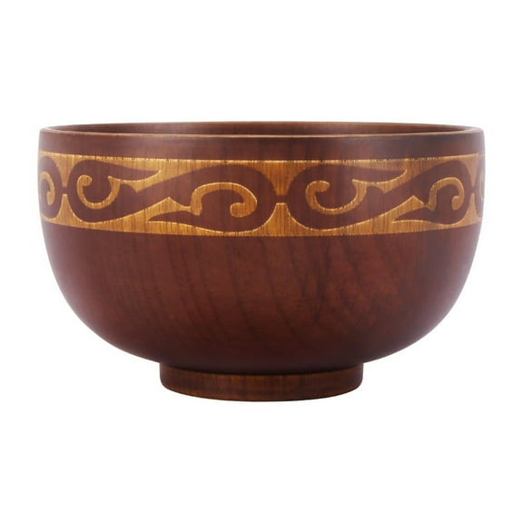 Mongolian Style Wooden Bowl Soup Salad Rice Noodle Bowls Ethnic Natural Wood Kids Tableware