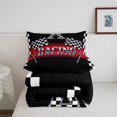 thumbnail image 5 of Catabedysis Racing Flag ABC Print A Full Size Comforter Sets For Boys,Personalized Monogrammed Gifts Bedding Comforter Set,Black Reversible,3-Piece,1 Comforter and 2 Pillowcases, 5 of 7