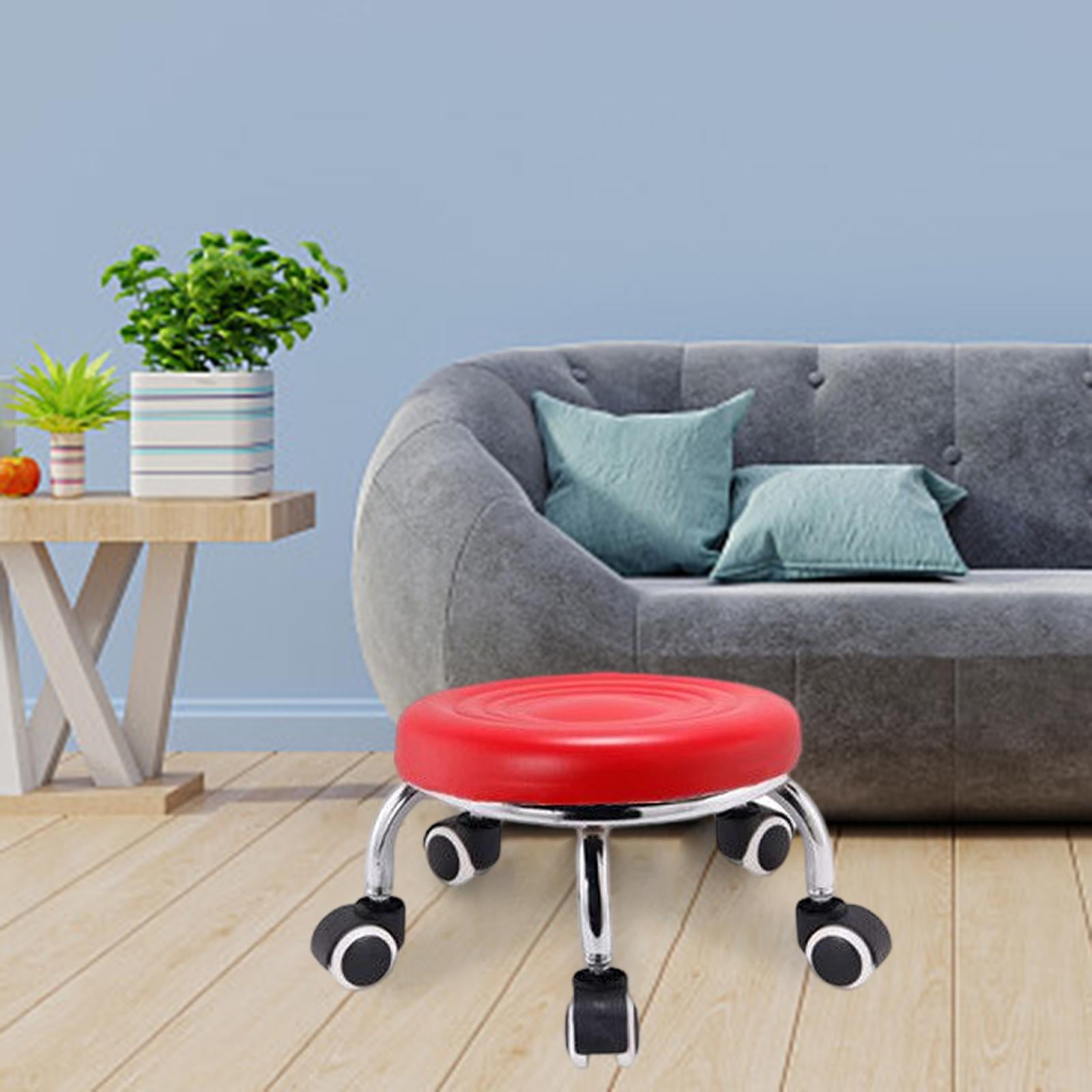 Small Low Rolling Seat Movable Chair with Wheels Home Bench Round Low