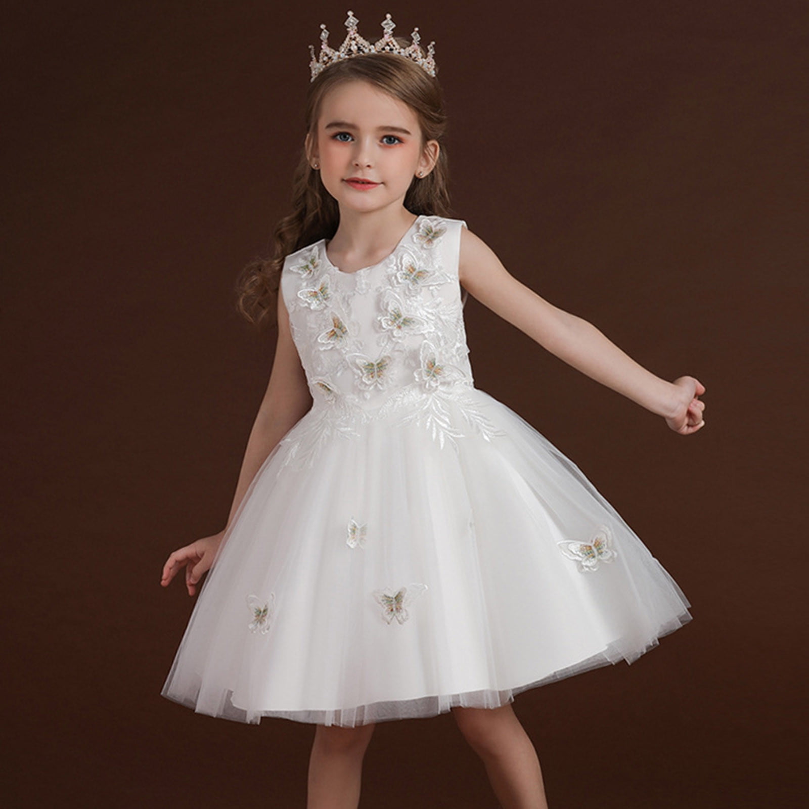 LUOGENLI Robe Enfants Filles Mode Été Jupe en Tulle Imprimée Robe