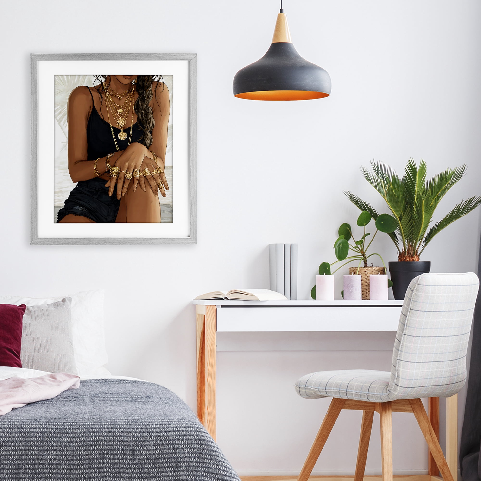 Stupell Industries All The Bling Adornments Gray Framed Print Under Glass, design by Franklyn Gregory