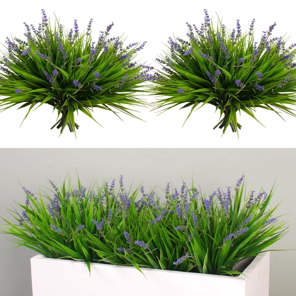 Flores artificiales Calyptus Monkey Grass, color morado, 24 paquetes