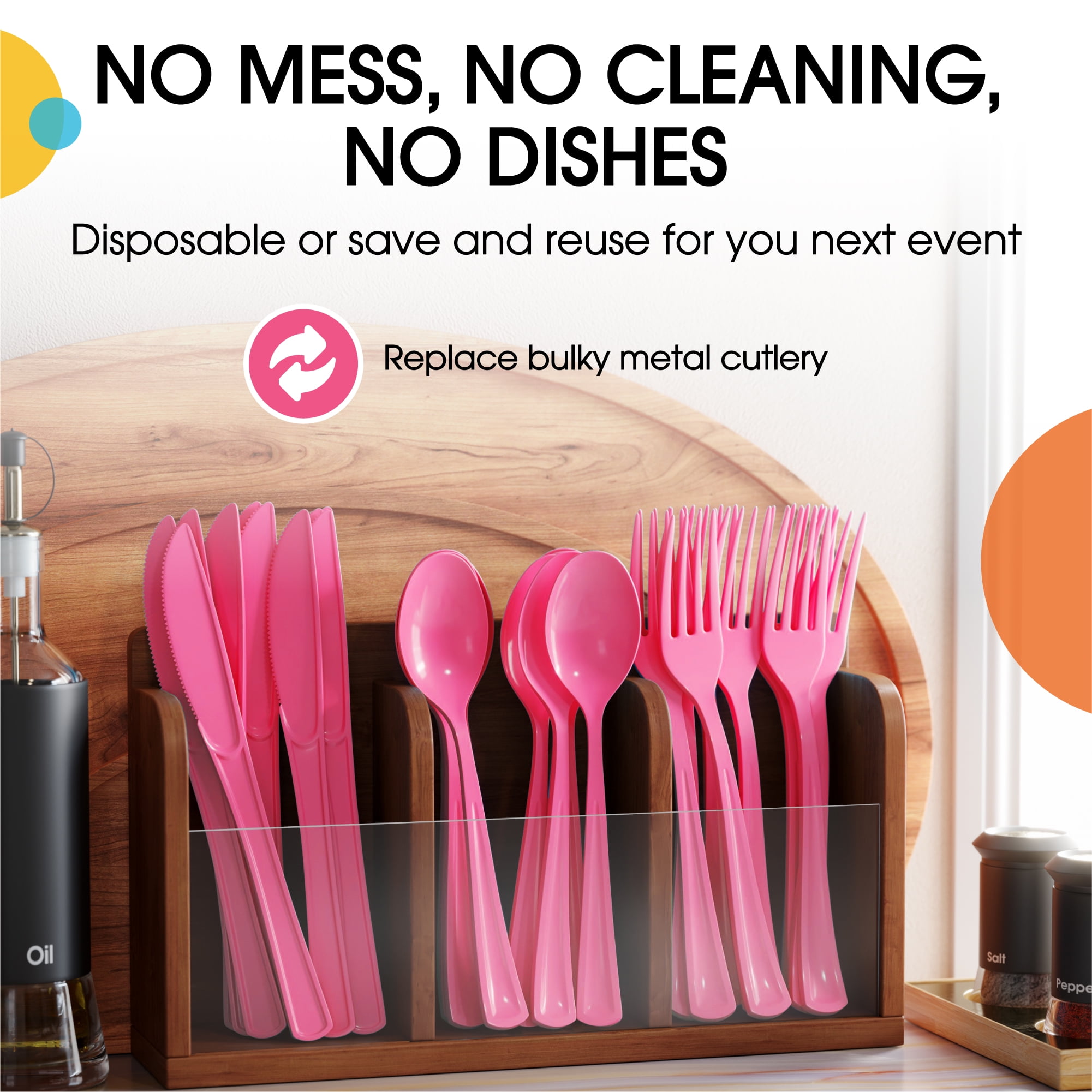 Exquisite Cerise Disposable Spoons - Hot Pink Plastic Spoons - 150 Count