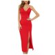 thumbnail image 2 of Puntoco Vestidos Mujer Verano Moda Mujer Color Sólido Abertura Lateral Tejido Elástico V-Cuello Tirante Vestido, 2 of 6
