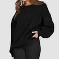 thumbnail image 5 of Lumtrix Womens Oversized Sweatshirts Crewneck Fleece Pullover Hoodies Trendy Cute Long Sleeve Drop Shoulder Sweater Tops Black L, 5 of 5