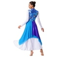thumbnail image 2 of YiZYiF Women Print Sleeveless Liturgical Praise Dance Worship Tunic Chiffon Asymmetrical Dress Blue XXL, 2 of 7