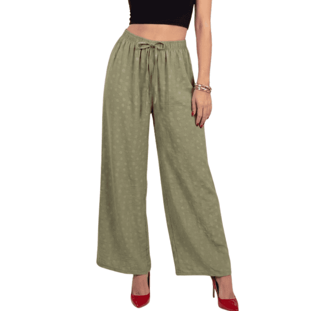 Pantalón Palazzo para Mujer Pantalón Holgado de Cintura Elástica con Jareta