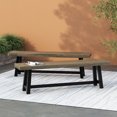 thumbnail image 5 of Acacia Wood Outdoor Bench Set of 2, Sandblast Gray & Black Finish, Rustic Slat Design, 63" Wide Patio Dining Seating, Durable & Weather-Resistant, Perfect for Backyard & Garden, 5 of 13