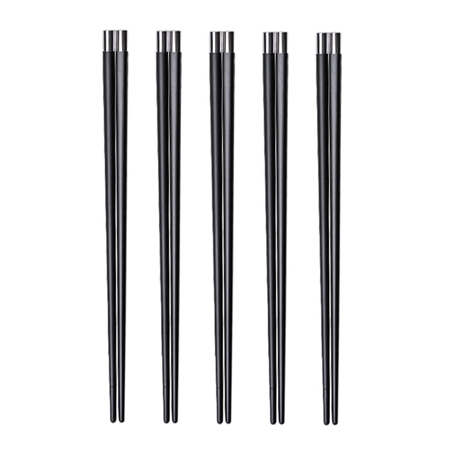 5 Pares de Palillos de Porcelana, Cubiertos Reutilizables, Palillos de Cerámica con Caja, 27cm