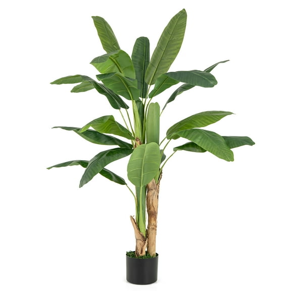 Gymax 5.3 FT Tall Bird of Paradise Artificial Plant Large Fake Tropical Palm Tree