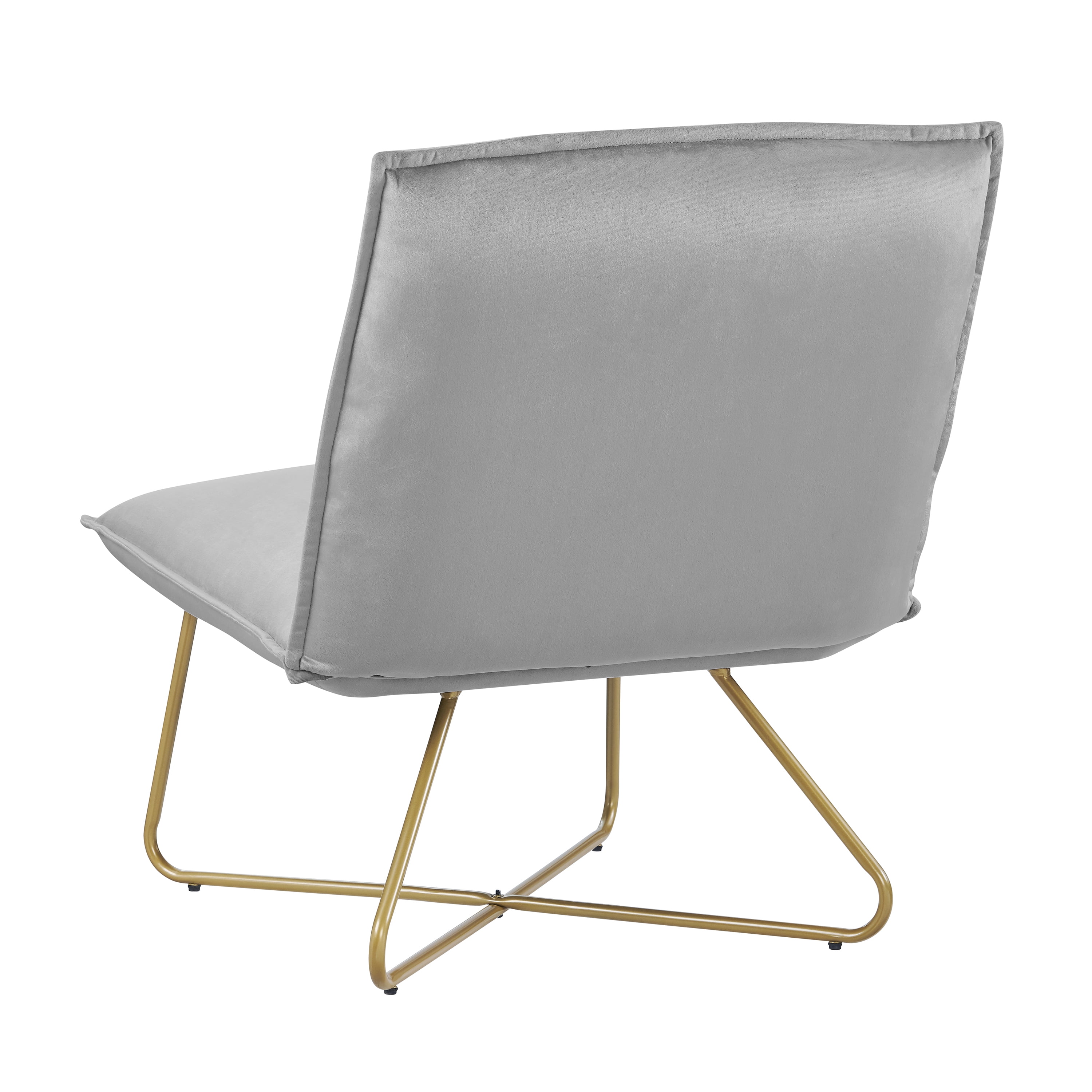 Linon Kinard Pillow Accent Chair with Gold Metal Legs, Gray Velvet