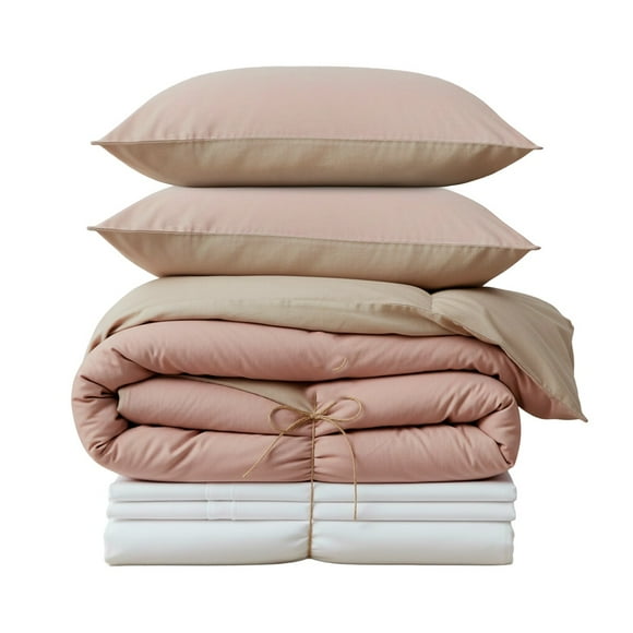 Set Ropa Cama Edredón, Sábanas Y Almohadas En Una Sola Caja, Rosa Ks