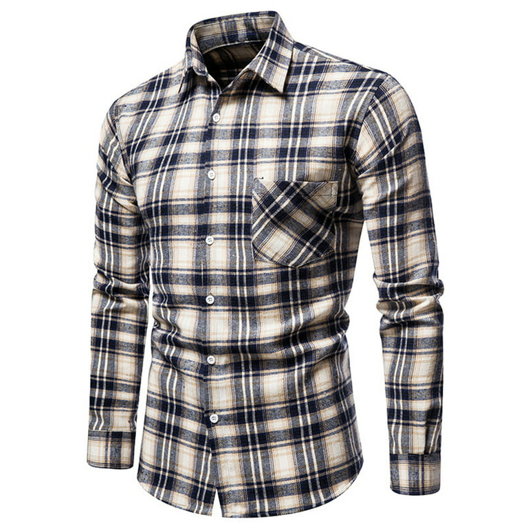 YYDGH Flannel Shirt for Men Long Sleeve Casual Button-Down