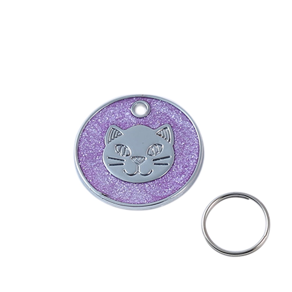 Round Metal Dog Cat Collar Name Tag Engraving ID Owner Address Key Ring