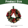 thumbnail image 5 of 12 Inch Small Artificial Pine Leaf Christmas Wreath, Pre-Decorated Holiday Wreath with Ornament Balls, Fabric Bows & Berry Clusters, Hanging Wreath for Narrow Front Door & Small Covered Porch Decor, 5 of 6