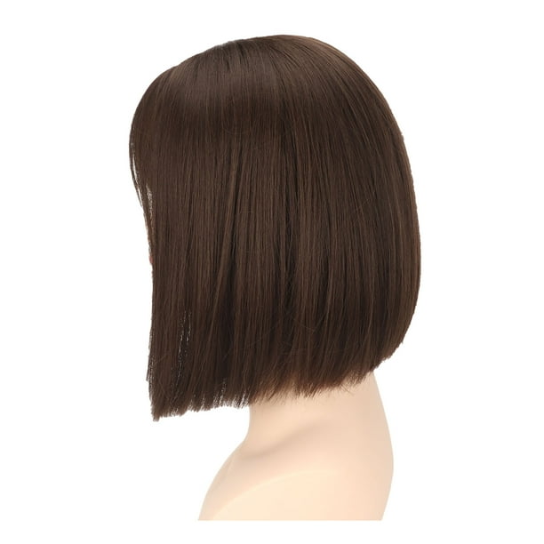 Peluca de Cabello Corto y Liso, Color Marrón Mujeres Cortas de Peluca Bob Bob Ajustar Brillante Con Flequillo para El Cabello Para Ropa de Fiesta
