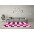 thumbnail image 3 of Ahgly Company Indoor Round Checkered Pink Modern Area Rugs, 3' Round, 3 of 4