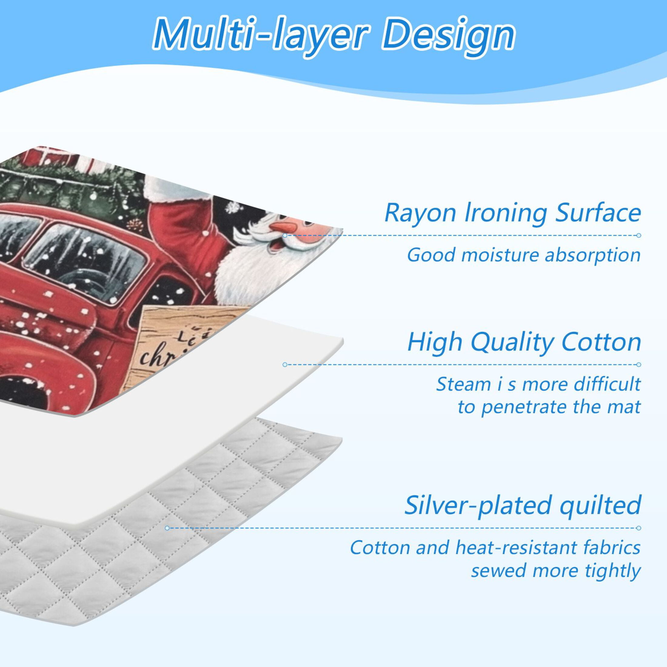 Black Christmas Card Ironing Mat Blanket for Table Top Travel Portable Ironing Board Pad 47.2x27.6 Inch