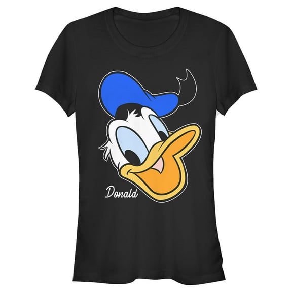 Junior's Mickey & Friends Donald Duck Big Face Graphic Tee Black Medium