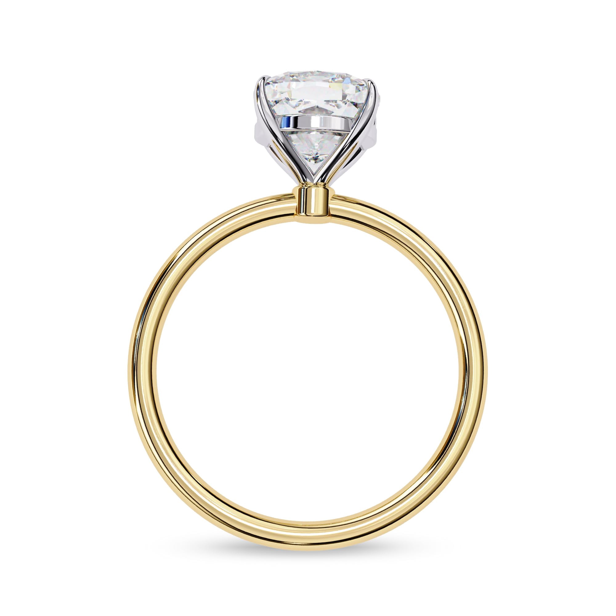AFFY Solitaire Engagement Rings For Women, Center 8mm Cushion Cut Lab Created Moissanite Wedding Anniversary Ring in 14K Yellow Gold Plated 925 Sterling Silver Size-9