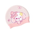 thumbnail image 4 of Gorro de baño para niños, impermeable, elástico, con protección para los oídos, flexible, para ducha y baño, ideal para hacer esnórquel, deportes Rosa, 4 of 8