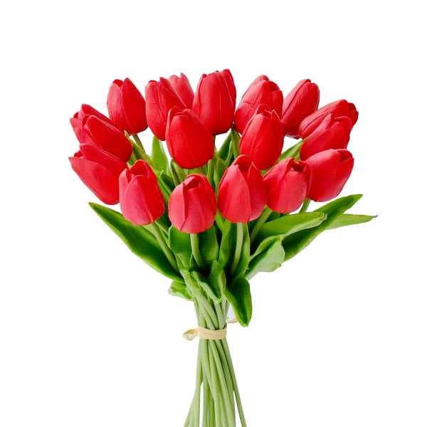 20 red artificial silk tulips, 13.5 inches, for home