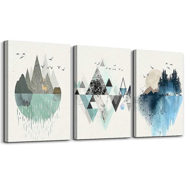 Impresiones en lienzo de montaña abstracta durante el día, pinturas artísticas de pared, geometría abstracta, obras de arte de pared, imágenes para decoración de sala de estar y do