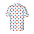 thumbnail image 3 of Easygdp Red Blue Polka Dots Men's Hawaiian Shirts Print Lapel Short Sleeve for Beach, vacation, party, casual occasions - XX-Large, 3 of 9