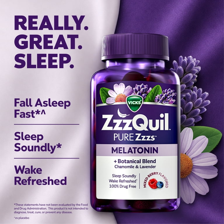 Vicks ZzzQuil Pure Zzzs Melatonin Nighttime Chewables, Sleep Aid