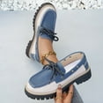 thumbnail image 6 of Blue Womens Casual Loafers With Lace-Up Closure Round Toe Flat Thick Sole Chunky Heel Perfect For Everyday Wear, 6 of 9