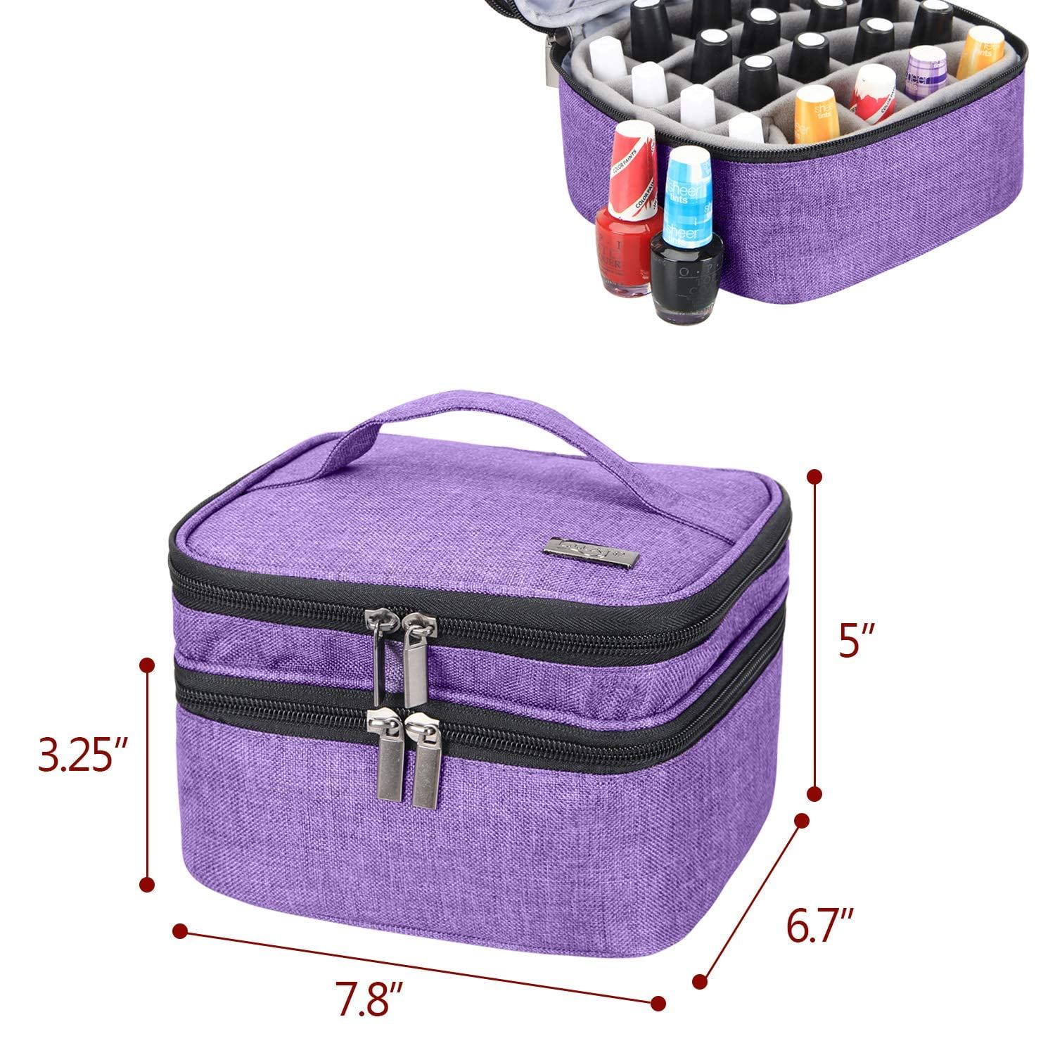 BYOOTIQUE Double Layer Nail Polish Case Nail Art Supply Storage Organizer  Nail Polish Holder Carrying Case Travel Nail Bag With 2 Removable Bags  Holds 48 Bottles And Nail Dryer Lamp Manicure Tools