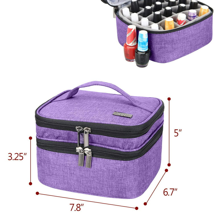 Nail Polish Carrying Case, Holds 20 Bottles (15ml - 0.5 fl.oz),  Double-layer Organizer for Nail Polish and Manicure Set 