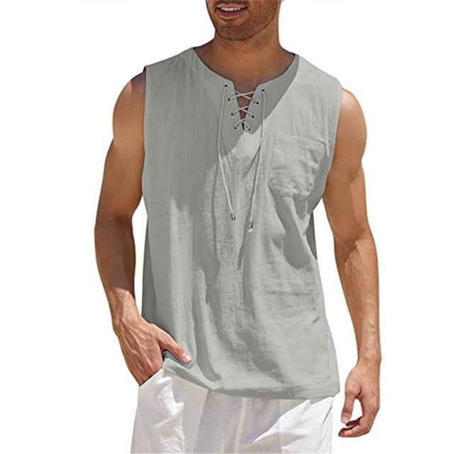 Chaleco informal Sunloudy para hombre, sudadera holgada con cuello en V sin mangas de color sólido para correr/hacer ejercicio Sunloudy S M L XL XXL XXXL XXXXL
