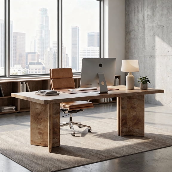 KIOOTTO 63" Rectangular Dining Table for 4-6, Oak Modern Kitchen Table with Wood Base