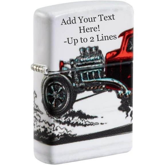 Zippo Lighter - Custom Message Engrave on Backside Hot Rod Car - 540 Color 48660