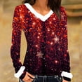thumbnail image 1 of Generics Hauts pour Femmes Tendance, Haut à Col en V Uni à Manches Longues pour Femmes,/rouge,(S), 1 of 3