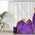 thumbnail image 4 of Purple Gold Marble Shower Curtain Set ，Waterproof Fabric Shower Curtains Abstract Wave Shower Curtains for Bathroom,Bathroom Decor 54x"78", 4 of 6
