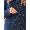 thumbnail image 6 of Michellecmm  Womens Denim Jacket Solid Tie Front Lapel Neck Long Sleeve Jean Tops, 6 of 9